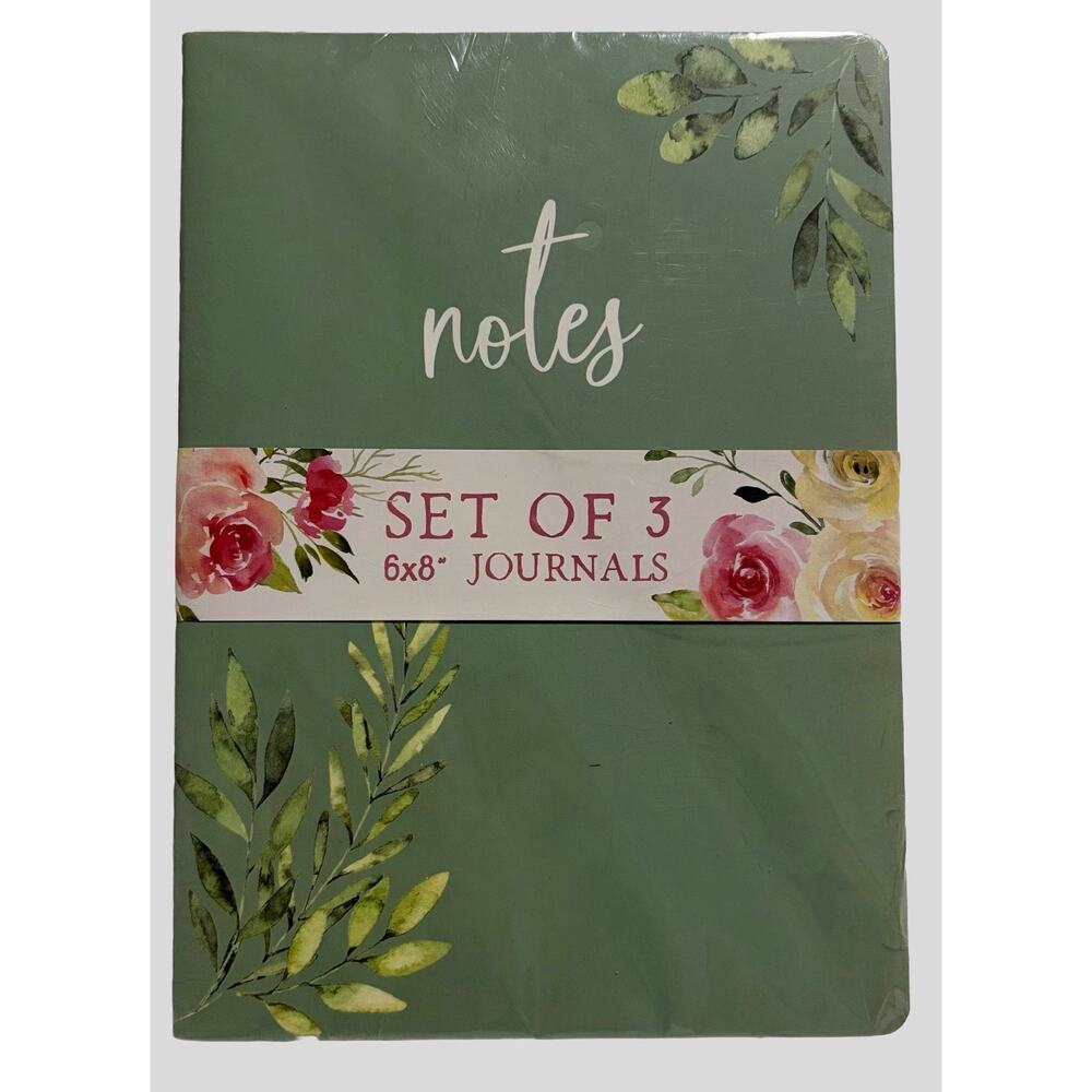 Enchanté Floral Journals Set of 3 6x8 Notebooks Farmhouse Rose Plaid New